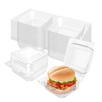 Custom 5X5 pollici a conchiglia scatola a conchiglia a conchiglia in plastica trasparente con cerniera contenitori per dolci biscotti insalate