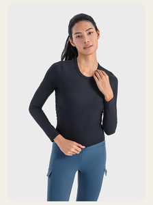 Nuove di questa settimana magliette da ragazza per il Fitness con costine di Yoga a maniche lunghe traspiranti per lo Yoga - Product Image 4