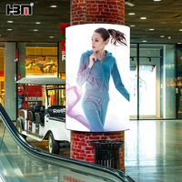 Boîte à lumière en tissu tendu cylindrique personnalisée 360 °   Cadre textile mural en aluminium pour affichage publicitaire LED pour centre commercial