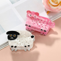 Pinces à cheveux en PVC en forme de mouton et de cochon, mignonnes, pour queue de cheval mi-haute, adorables pour femmes et filles, accessoires capillaires