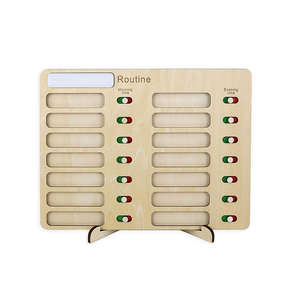 Calendrier visuel pour enfants Montessori jouets d'apprentissage découpés au <span class=keywords><strong>Laser</strong></span> liste de corvées en bois calendrier scolaire à domicile tableau quotidien calendrier visuel - Product Image 4