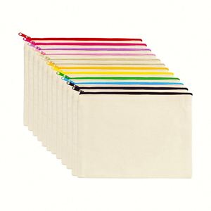 Custom Cotton Canvas DIY Craft Zipper Bags Pouches Pencil Case Makeup Cosmetic <b>Toiletry</b> Stationary <b>Storage</b> - Product Image 1