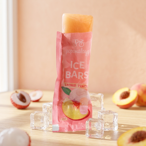 HALAL Pops Malaya 35ml X6 Sorbete de Lichi y Melocotón con Fruta Natural, Sin Lácteos, Bajo en Carbohidratos, Barritas de Helado Marrón para Congelar en Casa, Gelatina Lista para Consumir en Bolsita - Product Image 3