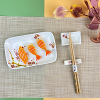 Ensemble de vaisselle à sushi personnalisé de luxe fleur de prunier baguettes écologiques repose-baguettes assiettes à vaisselle pour présentations