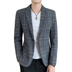 Vente en gros <span class=keywords><strong>Blazer</strong></span> à <span class=keywords><strong>carreaux</strong></span> pour hommes Manteau de sport <span class=keywords><strong>Blazer</strong></span> à <span class=keywords><strong>carreaux</strong></span> coupe ajustée décontracté pour hommes <span class=keywords><strong>Blazer</strong></span> de mariage - Product Image 5
