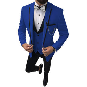 Traje de Tres Piezas <span class=keywords><strong>para</strong></span> <span class=keywords><strong>Hombre</strong></span>, Nuevo, al por Mayor, Solapa Negra, Diseño Colorblock, Lazo de Alta Calidad, <span class=keywords><strong>para</strong></span> Banquete, Fiesta, Novio - Product Image 6