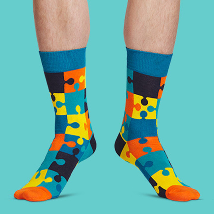 Graficos geometrico jacquard Homens Meias Personalizadas Meias por atacado Colorido