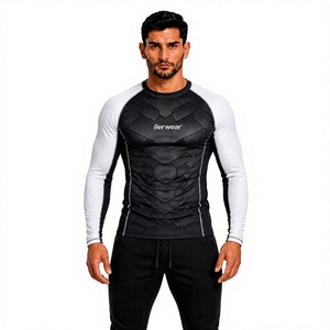 T-shirt de compression à manches longues MMA Premium 230 GSM en polyester et élasthanne, respirant, anti-transpiration, coupe athlétique, pour entraînement et protection cutanée - Product Image 1