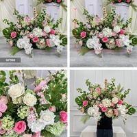 DKB Nouvelle Composition Florale Artificielle de 90 cm Style Tropical pour Allée, Rose Artificielle, Hortensia, Monstera Deliciosa, Décoration Florale Mixte