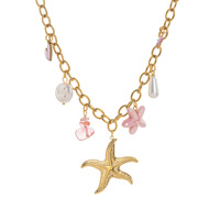 Collier pendentif émail coloré chaîne en or avec coeur étoile de mer fleur bijoux de charme pour les femmes fête