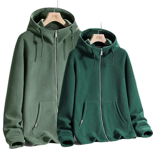 Aoyema Classic Winter Lambskin Unisex Color sólido Cremallera Sudaderas con capucha Cordón de manga larga Sudaderas Casual Abrigo de bolsillo Suelto - Product Image 5