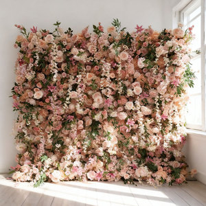 Parete decorativa artificiale <span class=keywords><strong>di</strong></span> seta del fiore della decorazione rosa bianca su ordinazione all'ingrosso dei rifornimenti <span class=keywords><strong>di</strong></span> nozze - Product Image 1