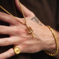 2024 nouvelle mode en acier inoxydable amulette Trident collier breloque plaqué or 316L bijoux en acier inoxydable