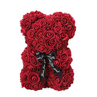 Hflora Factory Vente en gros de roses en PE pour cadeau de Noël, ours en roses, ours en peluche avec roses, ours en roses réaliste