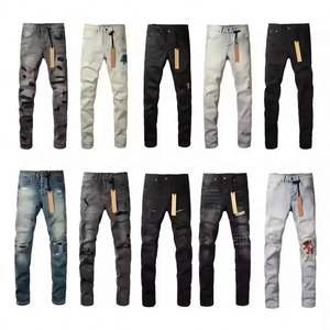 Jeans de mezclilla para hombre, de corte recto, con lavado desgastado, bordados de algodón con diseño de bigote, estilo urbano para verano, otoño e invierno - Product Image 2