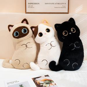 Almohada de <span class=keywords><strong>Gato</strong></span> de Peluche Suave y Adorable, <span class=keywords><strong>Gato</strong></span> Siamés Negro, Juguete de Peluche, Gatito <span class=keywords><strong>Esponjoso</strong></span>, Almohada Larga para Abrazar para Niños - Product Image 2