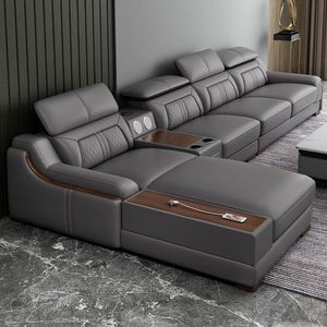 高級チェスターフィールドソファセット 1+2+3 本革製 L字型 モダンデザイン リビングルーム ホテル＆アパートメント向け - Product Image 2