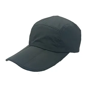 Black flat brim custom logo caps fold brim hat man hat snapback running