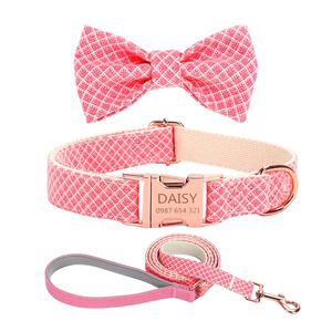 Alfafa Pet Dog <strong>Collar</strong> Leash Set Adjustable Aluminum Alloy Buckle <strong>Detachable</strong> Bow Floral Polyester Ribbons Hot Selling - Product Image 1