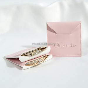 Custom Embossed logo pink Luxury <b>Envelope</b> Camera Watch <b>Gift</b> Jewellery Bag Waterproof Pu Leather Jewelry Pouch - Product Image 6