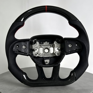 Volant de direction pratique en fibre de carbone perforée et cuir, en promotion, pour Dodge Charger Challenger Hellcat SRT RT - Product Image 1