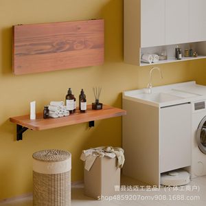Wooden Foldable Wall Mounted <b>Shelf</b> Rectangle Adjustable Storage <b>Rack</b> For Kitchen Bathroom Living Room - Product Image 1