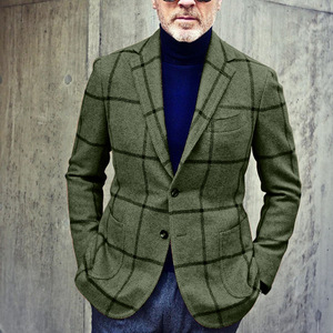 Herren Karierter Einknopf-Freizeitanzug Jacke Blazer Mantel <span class=keywords><strong>Bisou</strong></span> - Product Image 3