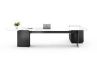 Bureau de direction réglable en hauteur ATWOKA de luxe avec armoire de rangement, poste de travail de bureau