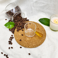 Mini-tasses à mesurer en verre borosilicate de 60 ml avec bec verseur, manche en bois transparent, écologiques, modernes, pour barista, vente en gros