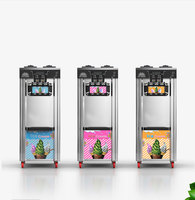 Machine à glace italienne verticale automatique commerciale à 3 saveurs pour les entreprises, option en libre-service