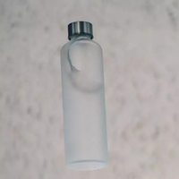 Bouteille d'eau en verre borosilicate écologique faite à la main avec marqueur de temps 500ml 1000ml, couvercle sport givré anti-fuite, compatible lave-vaisselle