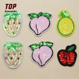 Cartoon Fruit Patches Sequin Iron on Applique for Children Clothes PVC Handmade Plastic Embroidery Embroidered 50 Pcs 5-7 Days