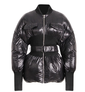 Fashion Winter Bubble <strong>Jackets</strong> Woman's Custom <strong>Puffer</strong> <strong>Jacket</strong> Coat With <strong>Belt</strong> - Product Image 2
