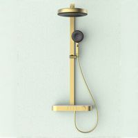 Robinet de douche mural thermostatique numérique à affichage numérique, entièrement en laiton, avec noyau en céramique, design moderne et minimaliste, grand jet supérieur apparent