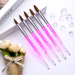 Pinceles para <span class=keywords><strong>uñas</strong></span> Nail Art, manicura acrílica transparente con mango rosa brillante Natural, tamaño 14 16, <span class=keywords><strong>2022</strong></span> - Product Image 2