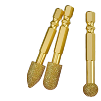 Kit de 7 fraises rotatives à tête diamantée avec tige hexagonale pour le meulage, le polissage et la gravure de céramiques, de pierres et de métaux.