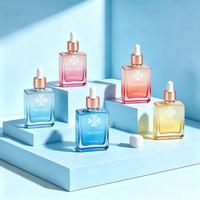 Vente en gros de flacons compte-gouttes carrés plats en verre ambré rose de qualité supérieure, 15 ml, 30 ml, 1 oz, pour huile essentielle