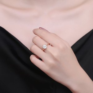 Ensemble de bijoux élégant en laiton plaqué or rose, ensemble de bijoux tendance en quatre pièces, zircon brillant à six griffes, ensemble de bijoux de fiançailles pour femmes - Product Image 6