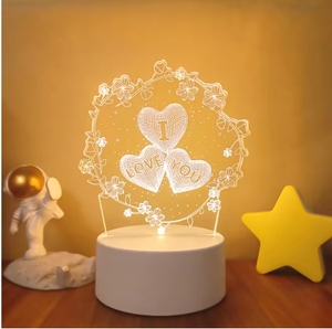 مصباح ليلي ثلاثي الأبعاد LED USB حديث جديد 5 واط مصباح جو من الأكريليك أنيق أنيمي ثلاثي الأبعاد أبيض دافئ لطاولة غرف نوم الأطفال - Product Image 2
