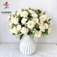 FLOREN Bouquet de fleurs artificielles en soie au toucher réel, carnations mélangées, aspect naturel et réaliste, pour mariage, décoration intérieure, cadeau