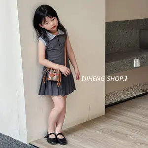 Ins Internet Celebrity autunno nuovo stile europeo e americano Mini bambini Plaid Denim coulisse secchio Shumai piccola borsa