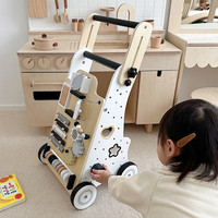 Qiaike pousser et tirer jouet d'éducation précoce jouet d'apprentissage bébé marcheur sensoriel activité en bois marchette bébé pour 6 mois-3 ans