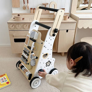 Qiaike pousser et tirer jouet d'éducation précoce jouet d'apprentissage bébé marcheur sensoriel activité en bois marchette bébé pour 6 <span class=keywords><strong>mois</strong></span>-3 ans - Product Image 3