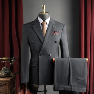 <span class=keywords><strong>Veste</strong></span> chinoise pour <span class=keywords><strong>homme</strong></span>, <span class=keywords><strong>costume</strong></span> de mariage haut de gamme pour garçons d'honneur, <span class=keywords><strong>bleu</strong></span> rayé, croisé, formel, en tissu peigné infroissable - Product Image 4