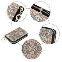 Porte-cartes d'identité en cuir PU avec fermeture éclair, motif Mandela bohème marocain, pochette à monnaie, portefeuille en cuir – Nouveauté promotionnelle