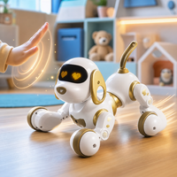 Robot chiot RC avec yeux à matrice de points LED, jouet électronique interactif pour enfants avec queue qui bouge et son