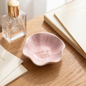 Personalized Custom Ceramic <b>Ring</b> Tray Engraved <b>Name</b> & Date Couple Souvenir Memorial Jewelry Storage Dish for Wedding Gift - Product Image 3