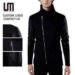 Custom il tuo Logo del marchio autunno inverno abiti da uomo Streetwear in pelle Patchwork asimmetrico sottile Punk felpa - Product Image 1