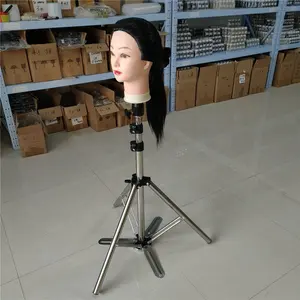 Professional Hair Salon Adjustable Mannequin Training Head Wig Stand Holder Stainless Steel Tripod For Display Hairstyles