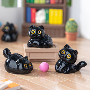 Hot verkopende miniatuur kattenfiguren, mini bureaudecoratie, hars zwarte kat ambachtelijke ornamenten voor miniatuurhuisjes, Halloween scène decoratie - Product Image 4